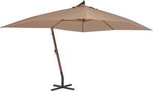 vidaXL Wiszący parasol z drewnianym słupkiem, 400 x 300 cm, taupe 1