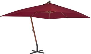 vidaXL Wiszący parasol z drewnianym słupkiem, 400 x 300 cm, bordowy 1