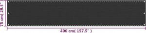 vidaXL Parawan balkonowy HDPE 75x400 cm Antracyt 3