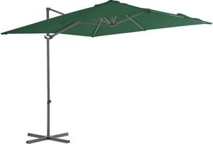 vidaXL Parasol wiszący ze stalowym słupkiem, 250 x 250 cm, zielony 1