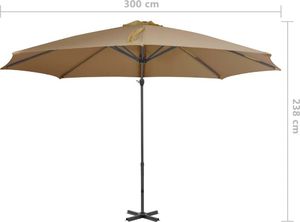 vidaXL Parasol wiszący z aluminiowym słupkiem, 300 cm, taupe 8