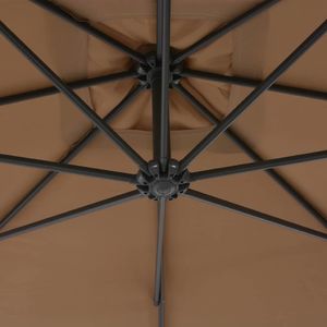 vidaXL Parasol wiszący ze stalowym słupkiem, 300 cm, kolor taupe 2