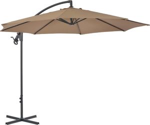 vidaXL Parasol wiszący ze stalowym słupkiem, 300 cm, kolor taupe 3