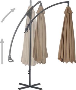 vidaXL Parasol wiszący ze stalowym słupkiem, 300 cm, kolor taupe 4