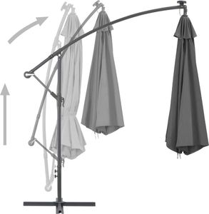 vidaXL Parasol wiszący ze stalowym słupkiem, 300 cm, antracytowy 6