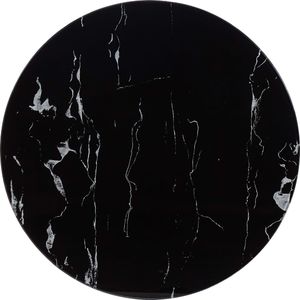 vidaXL Blat stołu, czarny, 60 cm, szkło z teksturą marmuru 1