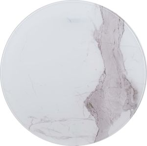 vidaXL Blat stołu, biały, 70 cm, szkło z teksturą marmuru 1