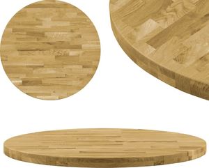 vidaXL Okrągły blat do stolika z litego drewna dębowego, 44 mm, 400 mm (245992) - 245992 1
