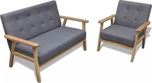 vidaXL Zestaw wypoczynkowy: sofa i fotel, materiałowy, jasnoszary 1
