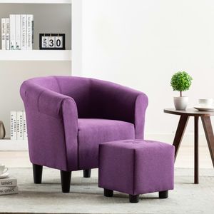 vidaXL 2-częściowy zestaw: fotel z podnóżkiem, fioletowy, tkanina 1