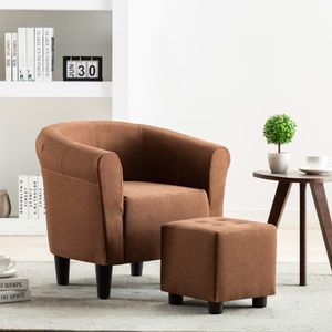 vidaXL 2-częściowy zestaw: fotel z podnóżkiem, brązowy, tkanina 1
