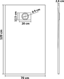 Brodzik vidaXL prostokątny 120 cm x 70 cm (144783) 6