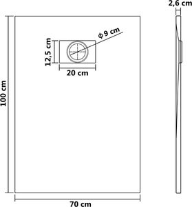Brodzik vidaXL kwadratowy 100 cm x 70 cm (144771) 6