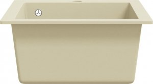 Zlewozmywak vidaXL Granitowy zlewozmywak jednokomorowy, beżowy 5