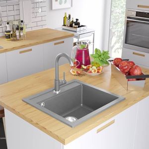 Zlewozmywak vidaXL Granitowy  jednokomorowy, szary 2