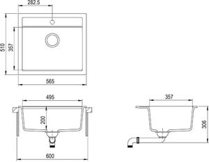 Zlewozmywak vidaXL Granitowy  jednokomorowy, szary 5