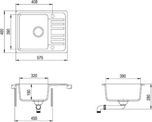 Zlewozmywak vidaXL Granitowy  jednokomorowy, szary 5