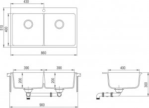 Zlewozmywak vidaXL Granitowy, dwukomorowy, kremowy zlewozmywak 6