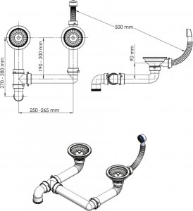 Zlewozmywak vidaXL Granitowy, dwukomorowy, kremowy zlewozmywak 7