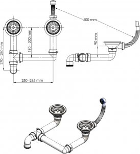 Zlewozmywak vidaXL  kuchenny, granitowy, dwukomorowy, czarny 8