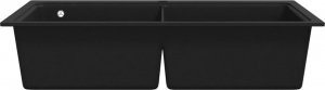 Zlewozmywak vidaXL  kuchenny, granitowy, dwukomorowy, czarny 5