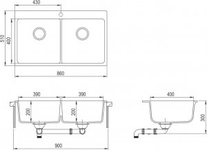 Zlewozmywak vidaXL  kuchenny, granitowy, dwukomorowy, czarny 7