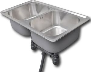 Zlewozmywak vidaXL Zlew kuchenny z odpływem, kwadratowy, stal nierdzewna 2