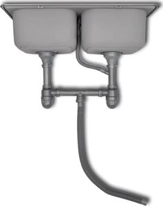 Zlewozmywak vidaXL Zlew kuchenny z odpływem, kwadratowy, stal nierdzewna 4