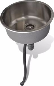 Zlewozmywak vidaXL Zlew kuchenny okrągły, z odpływem, stal nierdzewna, średnica 43 cm 2