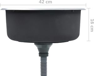 Zlewozmywak vidaXL  kuchenny z sitkiem i syfonem, stal nierdzewna 8