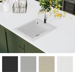 Zlewozmywak vidaXL Granitowy  jednokomorowy, nasadowy, kremowy 3