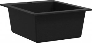 Zlewozmywak vidaXL Granitowy  jednokomorowy, nasadowy, czarny 4