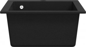 Zlewozmywak vidaXL Granitowy  jednokomorowy, nasadowy, czarny 5
