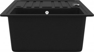 Zlewozmywak vidaXL Granitowy, jednokomorowy, czarny  z ociekaczem 6