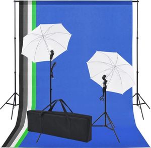 Zestaw studyjny vidaXL Sprzęt do studia fotograficznego: tło 5 kolorów i 2 parasolki 1