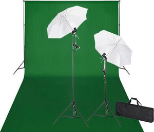 Zestaw studyjny vidaXL Zestaw do studia fotograficznego: zielone tło 6 x 3 m i światła 1