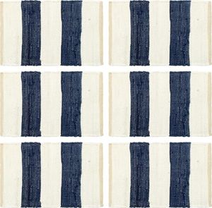 vidaXL Maty na stół, 6 szt, Chindi, w paski, niebiesko-białe, 30x45 cm 1