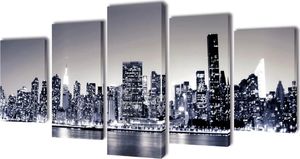 vidaXL Zestaw biało czarnych obrazów Canvas 100 x 50 cm Nowy Jork 1