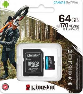 Karta Kingston Canvas Go! Plus MicroSDXC 64 GB Class 10 UHS-I/U3 A2 V30 (SDCG3/64GB) 3
