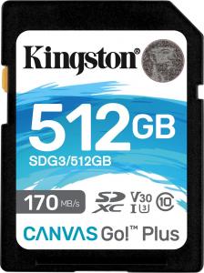 Karta Kingston Canvas Go! Plus SDXC 512 GB Class 10 UHS-I/U3 V30 (SDG3/512GB) 1
