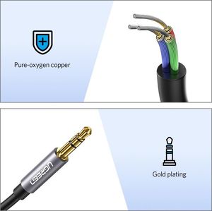 Kabel Ugreen Jack 3.5mm - Jack 3.5mm 1m srebrny (UGR220GRY) 8