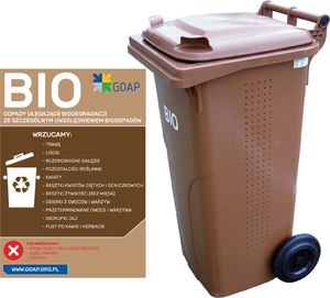 Europlast Pojemnik kubeł kosz na BIOodpady z podwójnym dnem brązowy 240L BIO + RUSZT 2