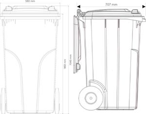 Europlast Pojemnik kubeł na odpady i śmieci ATESTY Austria - żółty 240L 3