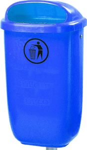 Europlast Kosz uliczny miejski pojemnik na śmieci na słupek lub ścianę DIN 50L - niebieski Kosz uliczny miejski pojemnik na śmieci na słupek lub ścianę 50L - niebieski 2