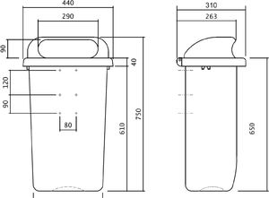 Europlast Kosz uliczny miejski pojemnik na śmieci na słupek lub ścianę DIN 50L - niebieski Kosz uliczny miejski pojemnik na śmieci na słupek lub ścianę 50L - niebieski 4