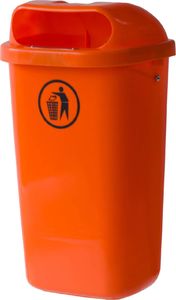 Europlast Kosz uliczny miejski pojemnik na śmieci na słupek lub ścianę DIN 50L - pomarańczowy Kosz uliczny miejski pojemnik na śmieci na słupek lub ścianę 50L - pomarańczowy 2