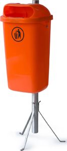 Europlast Kosz uliczny miejski pojemnik na śmieci na słupek lub ścianę DIN 50L - pomarańczowy Kosz uliczny miejski pojemnik na śmieci na słupek lub ścianę 50L - pomarańczowy 3