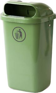 Europlast Kosz uliczny miejski pojemnik na śmieci na słupek lub ścianę DIN 50L - zielony Kosz uliczny miejski pojemnik na śmieci na słupek lub ścianę 50L - zielony 3