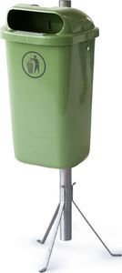 Europlast Kosz uliczny miejski pojemnik na śmieci na słupek lub ścianę DIN 50L - zielony Kosz uliczny miejski pojemnik na śmieci na słupek lub ścianę 50L - zielony 4