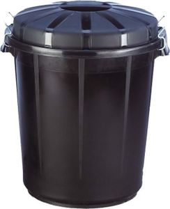Meva Pojemnik kosz na odpady śmieci uniwersalny z pokrywą okrągły 70L czarny 1